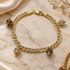 Oro Laminado Fancy Bracelet, Gold Filled Style with Black and White Crystal, Polished, Golden Finish, 03.63.2074.2.08 (05 MM Thickness, 8 Inches Length)