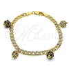 Oro Laminado Fancy Bracelet, Gold Filled Style with Black and White Crystal, Polished, Golden Finish, 03.63.2074.2.08 (05 MM Thickness, 8 Inches Length)
