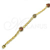 Oro Laminado Fancy Bracelet, Gold Filled Style with Garnet and White Crystal, Polished, Golden Finish, 03.63.2075.08 (04 MM Thickness, 8 Inches Length)