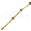 Oro Laminado Fancy Bracelet, Gold Filled Style with Garnet and White Crystal, Polished, Golden Finish, 03.63.2075.08 (04 MM Thickness, 8 Inches Length)