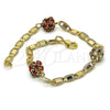 Oro Laminado Fancy Bracelet, Gold Filled Style with Garnet and White Crystal, Polished, Golden Finish, 03.63.2075.08 (04 MM Thickness, 8 Inches Length)