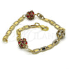 Oro Laminado Fancy Bracelet, Gold Filled Style with Garnet and White Crystal, Polished, Golden Finish, 03.63.2075.08 (04 MM Thickness, 8 Inches Length)