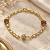 Oro Laminado Fancy Bracelet, Gold Filled Style with Garnet and White Crystal, Polished, Golden Finish, 03.63.2075.08 (04 MM Thickness, 8 Inches Length)