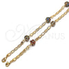 Oro Laminado Fancy Bracelet, Gold Filled Style with Garnet and White Crystal, Polished, Golden Finish, 03.63.2075.08 (04 MM Thickness, 8 Inches Length)