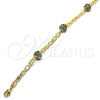 Oro Laminado Fancy Bracelet, Gold Filled Style with Multicolor Crystal, Polished, Golden Finish, 03.63.2075.1.08 (04 MM Thickness, 15 Inches Length)
