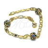 Oro Laminado Fancy Bracelet, Gold Filled Style with Multicolor Crystal, Polished, Golden Finish, 03.63.2075.1.08 (04 MM Thickness, 15 Inches Length)