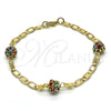 Oro Laminado Fancy Bracelet, Gold Filled Style with Multicolor Crystal, Polished, Golden Finish, 03.63.2075.1.08 (04 MM Thickness, 15 Inches Length)