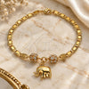 Oro Laminado Charm Bracelet, Gold Filled Style Elephant Design, with White Crystal, Polished, Golden Finish, 03.63.2076.08 (04 MM Thickness, 8 Inches Length)