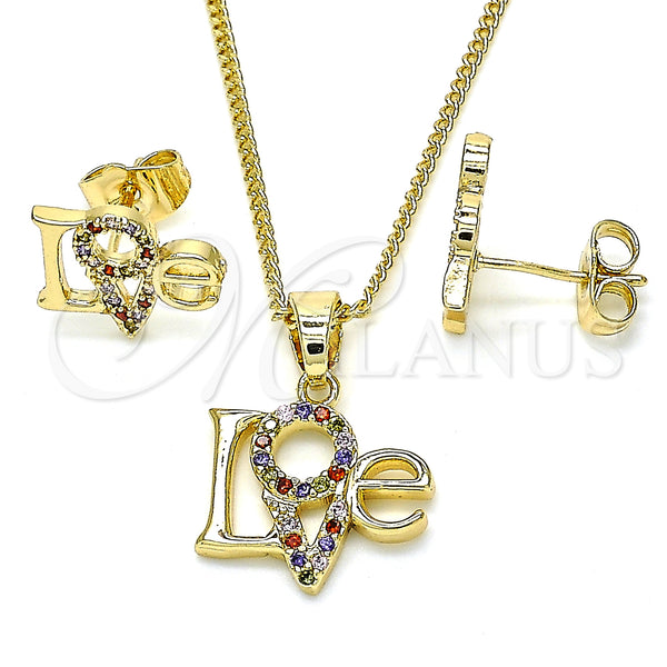 Gold Filled Ring — Earring and Pendant Adult Set Love Design with — main product view — SKU 128765 | Oro Laminado anillo — Earring and Pendant Adult Set Love diseño with — SKU 128765