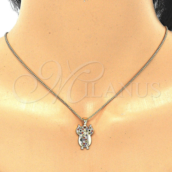 Gold Filled Ring — Earring and Pendant Adult Set Owl Design with — alternate product view — SKU 128767 | Oro Laminado anillo — Earring and Pendant Adult Set Owl diseño with — SKU 128767