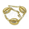 Oro Laminado Fancy Bracelet, Gold Filled Style Shell Design, Polished, Golden Finish, 03.63.2079.08 (04 MM Thickness, 8 Inches Length)