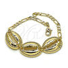Oro Laminado Fancy Bracelet, Gold Filled Style Shell Design, Polished, Golden Finish, 03.63.2080.07 (04 MM Thickness, 7 Inches Length)