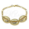 Oro Laminado Fancy Bracelet, Gold Filled Style Shell Design, Polished, Golden Finish, 03.63.2080.07 (04 MM Thickness, 7 Inches Length)