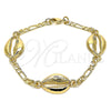 Oro Laminado Fancy Bracelet, Gold Filled Style Shell Design, Polished, Golden Finish, 03.63.2081.08 (04 MM Thickness, 8 Inches Length)