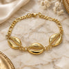 Oro Laminado Fancy Bracelet, Gold Filled Style Shell Design, Polished, Golden Finish, 03.63.2082.07 (04 MM Thickness, 7 Inches Length)