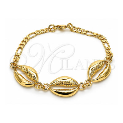 Oro Laminado Fancy Bracelet, Gold Filled Style Shell Design, Polished, Golden Finish, 03.63.2082.07 (04 MM Thickness, 7 Inches Length)