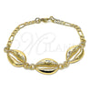Oro Laminado Fancy Bracelet, Gold Filled Style Shell Design, Polished, Golden Finish, 03.63.2082.07 (04 MM Thickness, 7 Inches Length)