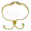 Oro Laminado Adjustable Bolo Bracelet, Gold Filled Style with Multicolor Cubic Zirconia, Polished, Golden Finish, 03.316.0046.1.10 (01 MM Thickness, 10 Inches Length)