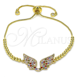 Gold Filled Bracelet — Adjustable Bolo Bracelet with Multicolor Cubic Zirconia Polished — main product view — SKU 128808 | Oro Laminado brazalete — Adjustable Bolo Bracelet with Multicolor Cubic Zirconia pulido — SKU 128808