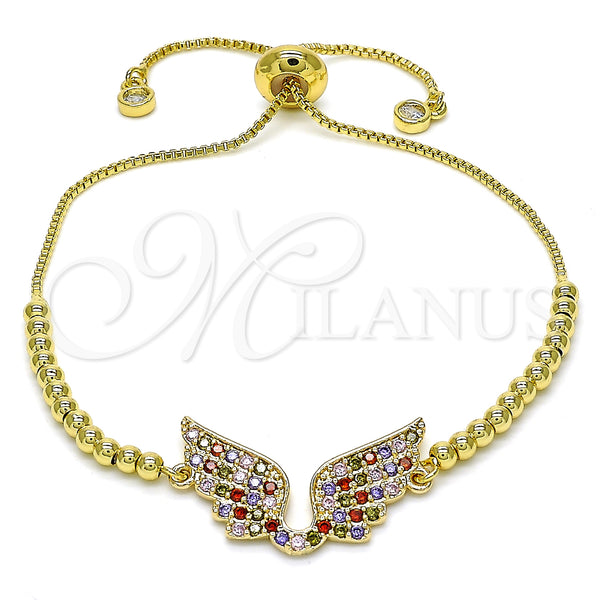 Gold Filled Bracelet — Adjustable Bolo Bracelet with Multicolor Cubic Zirconia Polished — main product view — SKU 128808 | Oro Laminado brazalete — Adjustable Bolo Bracelet with Multicolor Cubic Zirconia pulido — SKU 128808