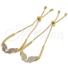 Oro Laminado Adjustable Bolo Bracelet, Gold Filled Style with Multicolor Cubic Zirconia, Polished, Golden Finish, 03.316.0046.1.10 (01 MM Thickness, 10 Inches Length)