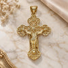Oro Laminado Religious Pendant, Gold Filled Style Crucifix Design, Polished, Golden Finish, 05.100.0003