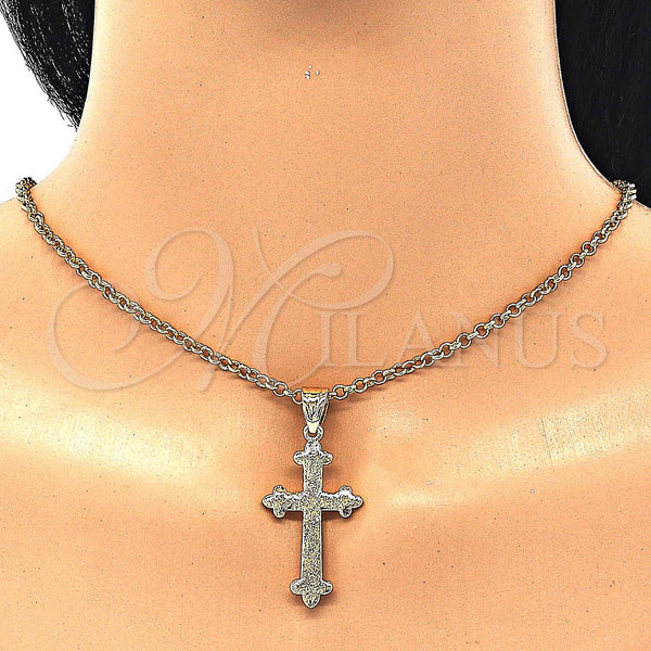 Gold Filled Pendant — Religious Pendant Cross Design Matte 05. — alternate product view — SKU 128821 | Oro Laminado dije — Religious Pendant cruz diseño Matte 05. — SKU 128821