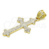 Oro Laminado Religious Pendant, Gold Filled Style Cross Design, Matte Finish, Golden Finish, 05.100.0005