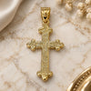Oro Laminado Religious Pendant, Gold Filled Style Cross Design, Matte Finish, Golden Finish, 05.100.0005