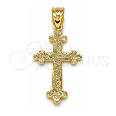 Oro Laminado Religious Pendant, Gold Filled Style Cross Design, Matte Finish, Golden Finish, 05.100.0005