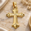 Oro Laminado Religious Pendant, Gold Filled Style Cross Design, Polished, Golden Finish, 05.163.0090