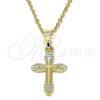 Oro Laminado Religious Pendant, Gold Filled Style Cross Design, Polished, Golden Finish, 05.163.0091