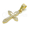 Oro Laminado Religious Pendant, Gold Filled Style Cross Design, Polished, Golden Finish, 05.163.0091
