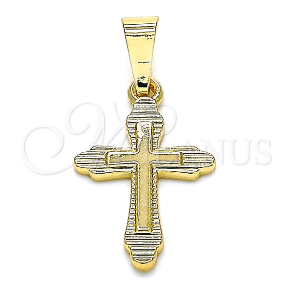 Oro Laminado Religious Pendant, Gold Filled Style Cross Design, Polished, Golden Finish, 05.163.0091