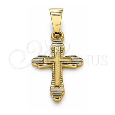 Oro Laminado Religious Pendant, Gold Filled Style Cross Design, Polished, Golden Finish, 05.163.0091