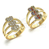Oro Laminado Multi Stone Ring, Gold Filled Style Heart Design, with Multicolor Cubic Zirconia, Polished, Golden Finish, 01.210.0079.1.07 (Size 7)
