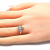 Oro Laminado Multi Stone Ring, Gold Filled Style Crown and Teardrop Design, with White Cubic Zirconia, Polished, Golden Finish, 01.210.0080 (One size fits all)