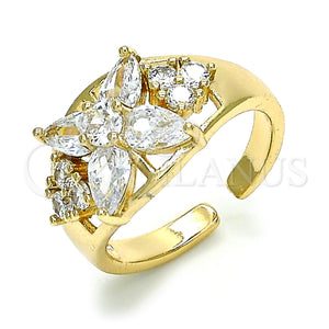 Gold Filled Ring — Multi Stone Ring Flower Design with White Cubic — main product view — SKU 128853 | Oro Laminado anillo — Multi Stone Ring flor diseño with blanco Cubic — SKU 128853