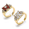 Oro Laminado Multi Stone Ring, Gold Filled Style Flower Design, with White Cubic Zirconia, Polished, Golden Finish, 01.210.0081.1 (One size fits all)