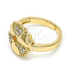 Oro Laminado Multi Stone Ring, Gold Filled Style Heart Design, with White Cubic Zirconia, Polished, Golden Finish, 01.210.0082 (One size fits all)