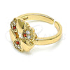Oro Laminado Multi Stone Ring, Gold Filled Style Heart Design, with Garnet and White Cubic Zirconia, Polished, Golden Finish, 01.210.0082.1 (One size fits all)