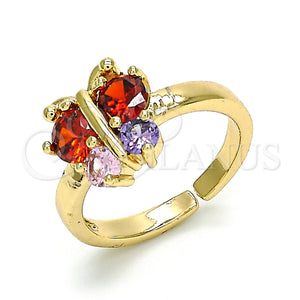 Gold Filled Ring — Multi Stone Ring Butterfly Design with Multicolor Cubic — main product view — SKU 128856 | Oro Laminado anillo — Multi Stone Ring Butterfly diseño with Multicolor Cubic — SKU 128856
