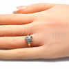 Oro Laminado Multi Stone Ring, Gold Filled Style Butterfly Design, with White Cubic Zirconia, Polished, Golden Finish, 01.210.0083.1 (One size fits all)