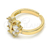Oro Laminado Multi Stone Ring, Gold Filled Style Butterfly Design, with White Cubic Zirconia, Polished, Golden Finish, 01.210.0083.1 (One size fits all)