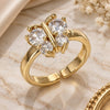 Oro Laminado Multi Stone Ring, Gold Filled Style Butterfly Design, with White Cubic Zirconia, Polished, Golden Finish, 01.210.0083.1 (One size fits all)