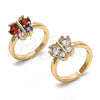 Oro Laminado Multi Stone Ring, Gold Filled Style Butterfly Design, with White Cubic Zirconia, Polished, Golden Finish, 01.210.0083.1 (One size fits all)