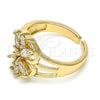 Oro Laminado Multi Stone Ring, Gold Filled Style Flower Design, with White Cubic Zirconia, Polished, Golden Finish, 01.210.0084.1 (One size fits all)