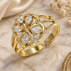 Oro Laminado Multi Stone Ring, Gold Filled Style Flower Design, with White Cubic Zirconia, Polished, Golden Finish, 01.210.0084.1 (One size fits all)