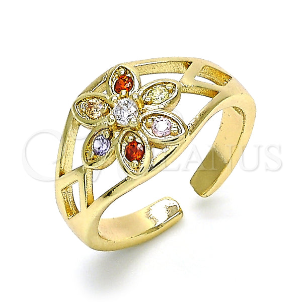 Gold Filled Ring — Multi Stone Ring Flower Design with Multicolor Cubic — main product view — SKU 128860 | Oro Laminado anillo — Multi Stone Ring flor diseño with Multicolor Cubic — SKU 128860
