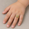 Oro Laminado Multi Stone Ring, Gold Filled Style Flower Design, with White Cubic Zirconia, Polished, Golden Finish, 01.210.0085.1 (One size fits all)